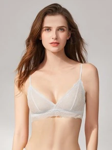 Sujetador con encaje floral - Blanco - Ver 1