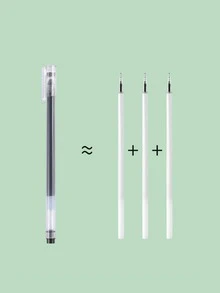 6入組透明凝膠簡約風多用途中性筆適用於學校學生 - 黑色 - 查看 2