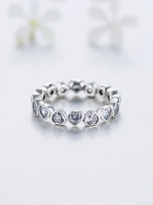 MODIAN Heart Decor Sterling Silver Ring Wedding Engagement Bridal Jewelry