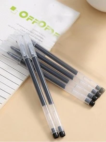 6入組透明凝膠簡約風多用途中性筆適用於學校學生 - 黑色 - 查看 5