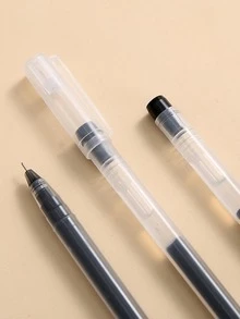 6入組透明凝膠簡約風多用途中性筆適用於學校學生 - 黑色 - 查看 6