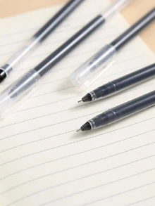 6入組透明凝膠簡約風多用途中性筆適用於學校學生 - 黑色 - 查看 3