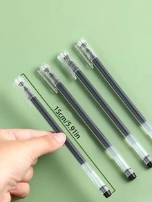 6入組透明凝膠簡約風多用途中性筆適用於學校學生 - 黑色 - 查看 7