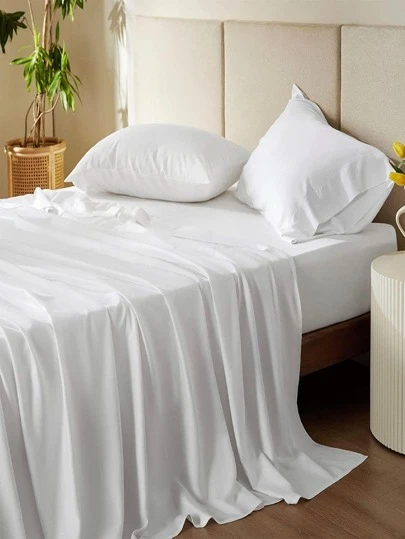 Plain Color Fitted Sheet Set Without Filler