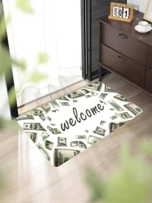 1pc Money Pattern Door Mat, Modern Polyester Anti-slip Indoor Outdoor Rug For Home - trắng - Xem 3
