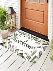 1pc Money Pattern Door Mat, Modern Polyester Anti-slip Indoor Outdoor Rug For Home - trắng - Xem 2