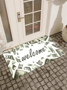 1pc Money Pattern Door Mat, Modern Polyester Anti-slip Indoor Outdoor Rug For Home - trắng - Xem 1