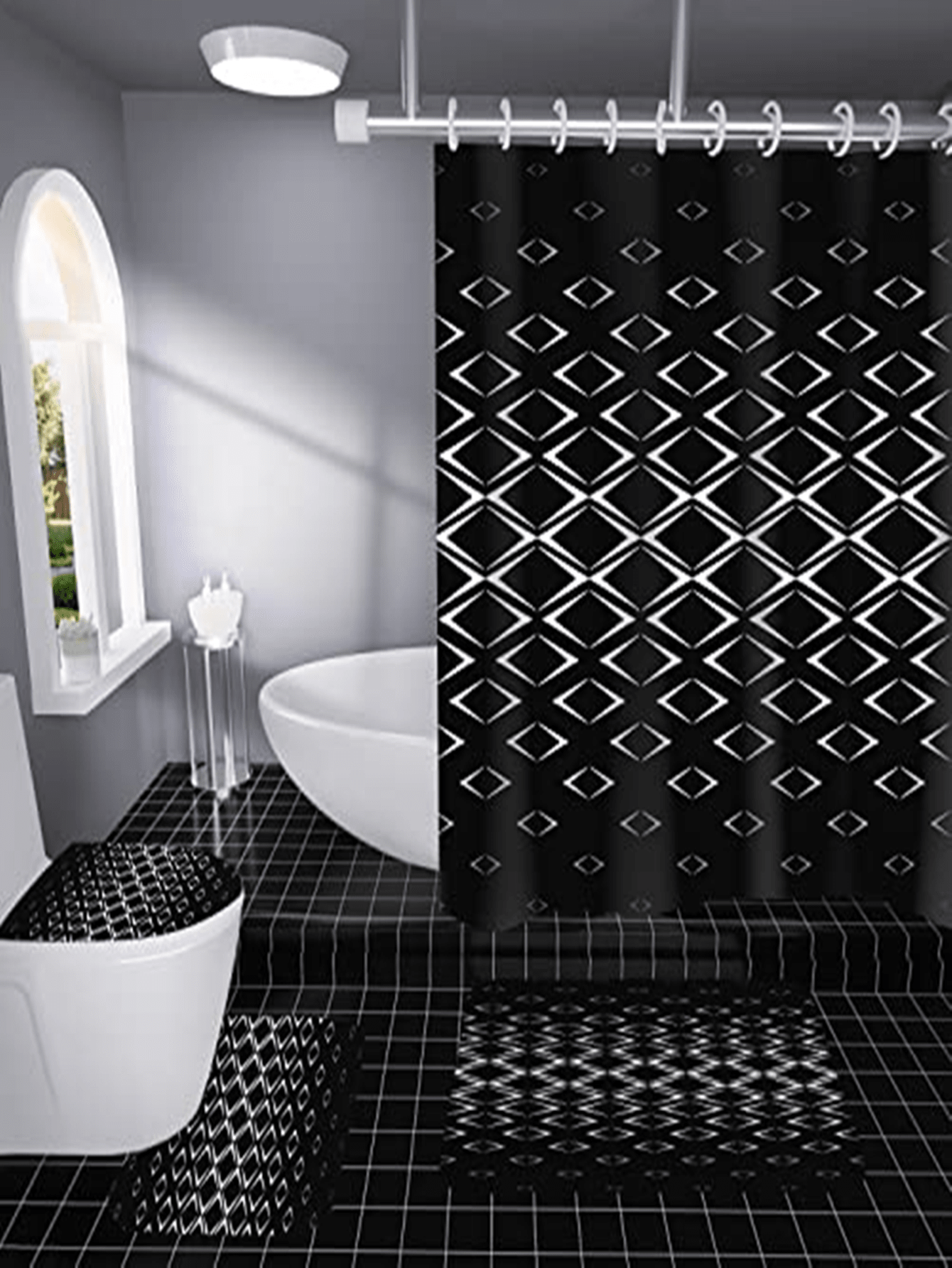 Tenda Doccia Natalizia Con Ganci – 180x180 Cm, Stampa 5, Impermeabile, Multiuso (Arazzo/Tovaglia), Poliestere - 4