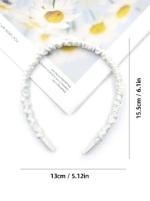 1入組女性抽褶細節時尚髮箍適用於日常生活 - 白色 - 查看 3