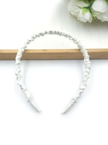 1入組女性抽褶細節時尚髮箍適用於日常生活 - 白色 - 查看 2