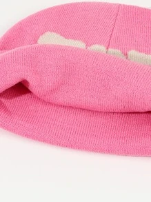 1入女士假期和戶外時尚提花字母針織帽,無邊設計並具有捲邊,適用於戶外度假旅行、生日派對