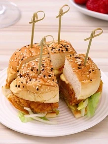 100 piezas Pajita desechable de bambú con nudo - Multicolor - Ver 4