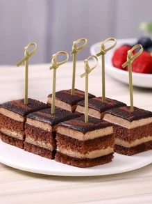 100 piezas Pajita desechable de bambú con nudo - Multicolor - Ver 5