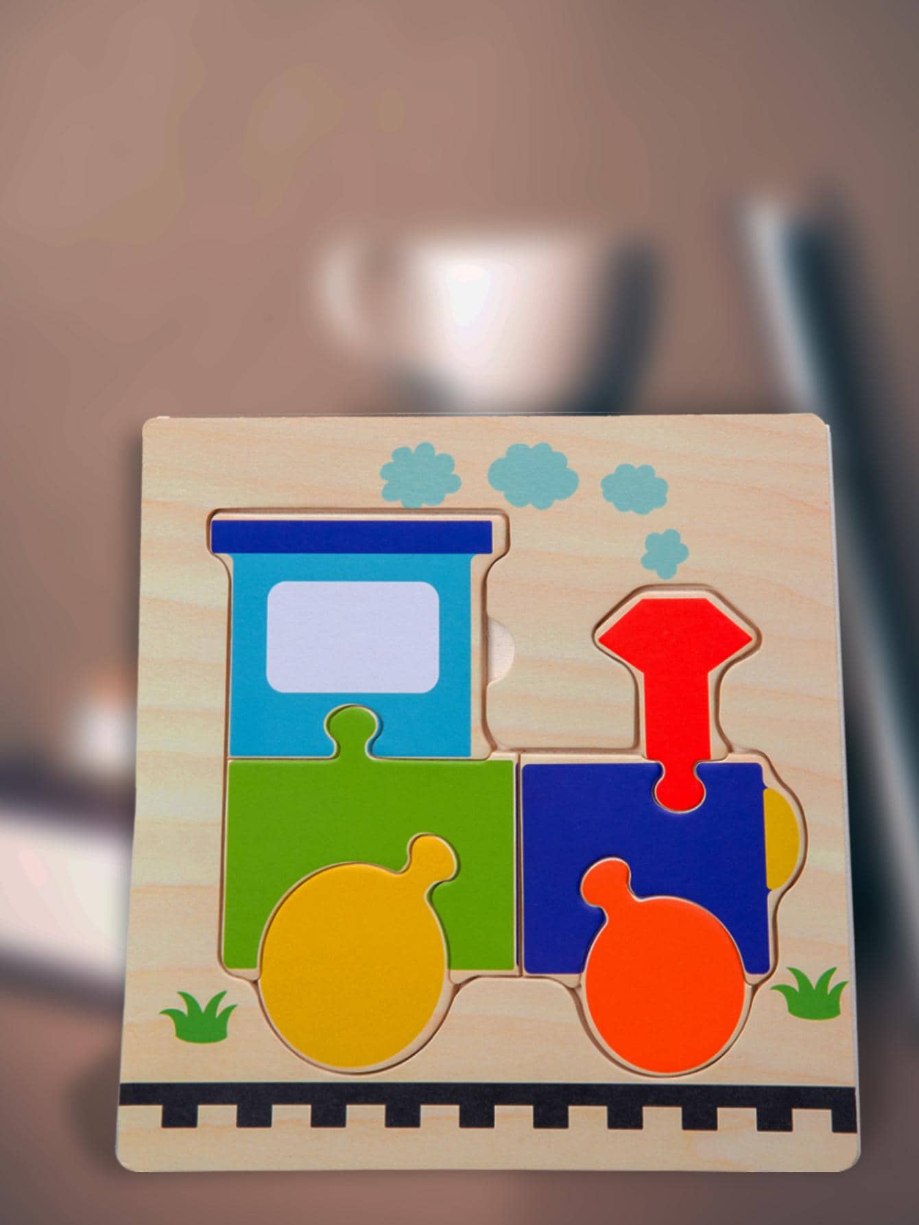 1件套木頭創意卡通火車圖案益智玩具適用於兒童