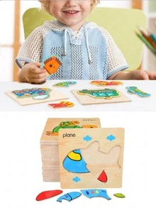 1件套木頭創意卡通火車圖案益智玩具適用於兒童