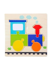 1件套木頭創意卡通火車圖案益智玩具適用於兒童