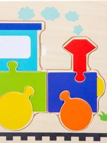 1件套木頭創意卡通火車圖案益智玩具適用於兒童