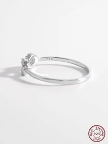 1 Đá Cubic Zirconia Tinh Tế Vô Cực Trang Trí Nhẫn Bạc Cho Nữ Làm Quà Tặng - Bạc - Xem 3