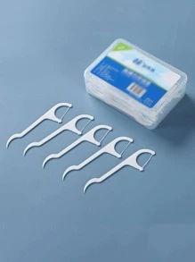 1box PS Toothpick Line Tooth Pick Stick, Modern Portable White Teeth Cleaning Tool For Home, Travel - White - View 1