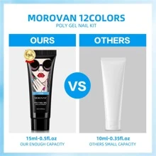 Morovan Poly Gel Nail Kit - Professional Poly Nail Extension Gel Kit 12 Colors Poly Nail Gel Kits Starter Kit All In One Poly Gel Kit for Beginners with Everything Poly Gel Nail Color Packs DIY at Home - 淡紫色 - 查看 6