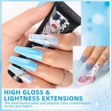 Morovan Poly Gel Nail Kit - Professional Poly Nail Extension Gel Kit 12 Colors Poly Nail Gel Kits Starter Kit All In One Poly Gel Kit for Beginners with Everything Poly Gel Nail Color Packs DIY at Home - 淡紫色 - 查看 5