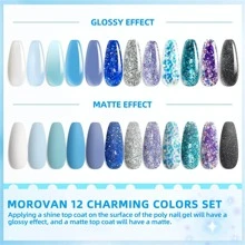 Morovan Poly Gel Nail Kit - Professional Poly Nail Extension Gel Kit 12 Colors Poly Nail Gel Kits Starter Kit All In One Poly Gel Kit for Beginners with Everything Poly Gel Nail Color Packs DIY at Home - 淡紫色 - 查看 3
