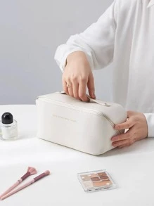 1pc Letter Graphic Toiletry Travel Bag - Màu be - Xem 4