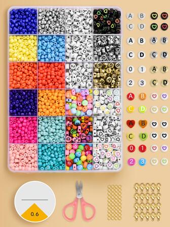 1套字母圖案DIY珠子