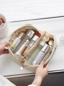 1pc Letter Graphic Toiletry Travel Bag - Màu be - Xem 1