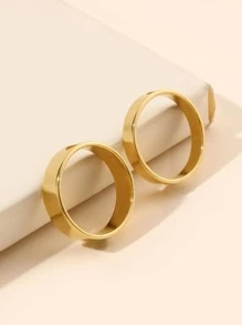 2 Cái/bộ Thép Không Gỉ Thời Trang Thiết Kế Trái Tim Rỗng Ra Vòng Cho Nam Nữ Làm Quà Tặng - Vàng - Xem 2