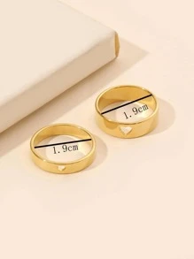 2 Cái/bộ Thép Không Gỉ Thời Trang Thiết Kế Trái Tim Rỗng Ra Vòng Cho Nam Nữ Làm Quà Tặng - Vàng - Xem 3