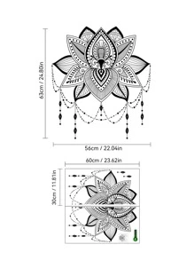 2pcs Lotus Pattern Wall Sticker, Modern PVC Waterproof Wall Decal For Bedroom, Living Room, Stickers, Wall Decal, Vinyl Decal For Home Decorations, Spring Decoration Items Refresh Your Home, Rama Decoration Stickers Gifts Birthday Graduation - Black - View 2