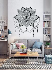 2pcs Lotus Pattern Wall Sticker, Modern PVC Waterproof Wall Decal For Bedroom, Living Room, Stickers, Wall Decal, Vinyl Decal For Home Decorations, Spring Decoration Items Refresh Your Home, Rama Decoration Stickers Gifts Birthday Graduation - Black - View 3