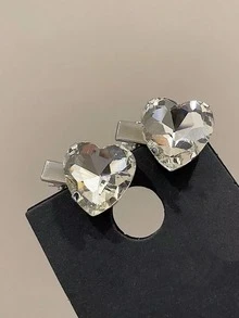 3入組女性水鑽愛心裝飾時尚鴨嘴夾適用於頭髮裝飾用品