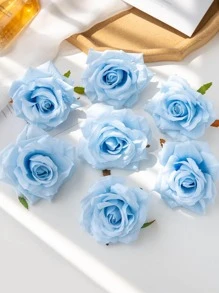 5/15/25 Pcs Artificial Rose Flower Heads, Wedding Decor Bridal Bouquet Wrist Corsage Supplies, Flower Wall, Centerpieces, Home Decorations, New Year, Valentine's Day Gifts - Blue - View 3