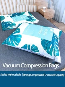 1 chiếc túi hút chân không họa tiết lá - màu xanh lá - Xem 3