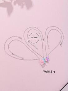 3入組套女孩 Bff 鋅合金彩色油滴磁性吊墜項鍊，送給永遠最好朋友友誼珠寶禮物，帶英文字母