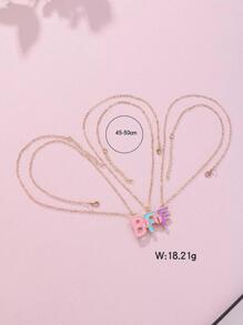 3pcs/set Girls' Bff Zinc Alloy Colorful Oil Drop Magnetic Attraction Cute Pendant Necklaces With English Letters. Suitable For Best Friends As Everlasting Friendship Jewelry Gift - Multicolor - View 3