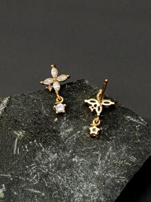 1 Paar Ohrringe mit Blumendekoration aus kubischem Zirkonia als Geschenk für Frauen zu Valentinstag, Muttertag, Mutter - Goldgelb - Übersicht 3