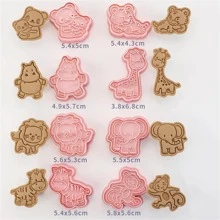 8pcs Cartoon Animal Shaped Cookie Stamp - Pink - View 3