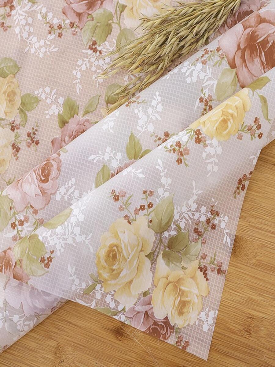 1入組花朵印花防水桌子現代PVC長方形桌布適用於家庭 - 彩色 - 查看 1