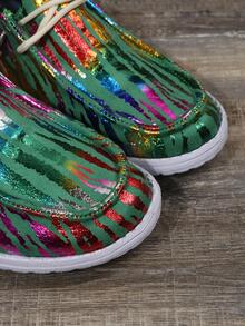 Giày lười họa tiết sọc ngựa vằn cho nữ, giày thể thao vải ngoài trời - Nhiều màu - Xem 3