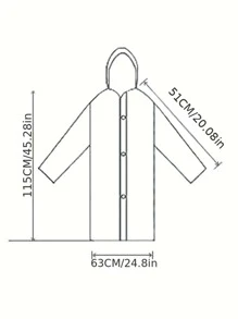 1pc EVA Raincoat, Minimalist Solid Waterproof Rain Cape For Home - Black - View 6