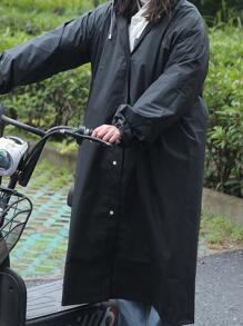 1pc EVA Raincoat, Minimalist Solid Waterproof Rain Cape For Home - Black - View 5