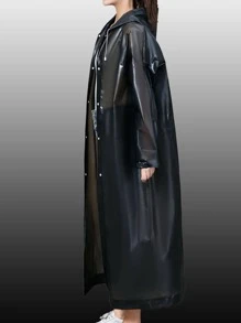 1pc EVA Raincoat, Minimalist Solid Waterproof Rain Cape For Home - Black - View 1