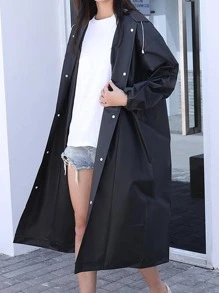 1pc EVA Raincoat, Minimalist Solid Waterproof Rain Cape For Home - Black - View 3