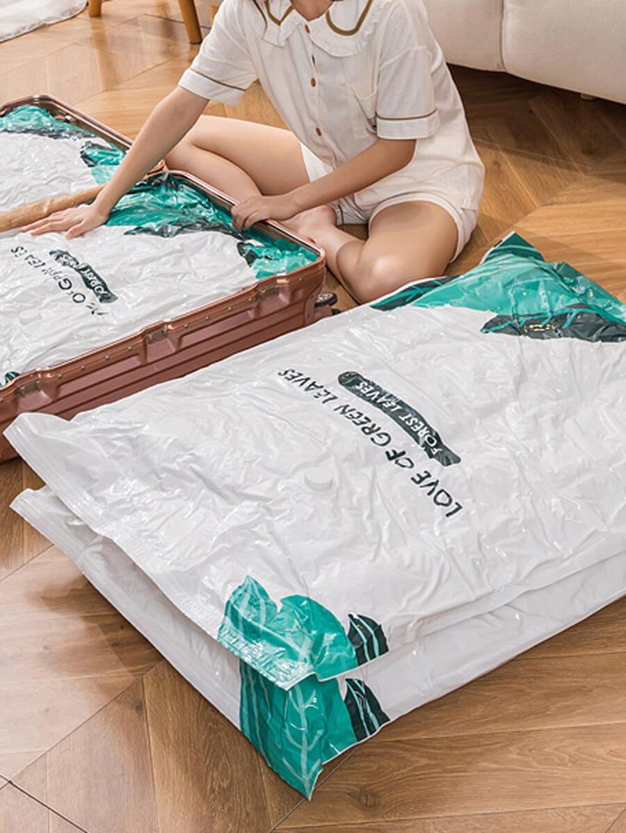 1入組平底真空旅行服裝收納袋,衣服壓縮包適用於行李收納 - 白色 - 查看 1