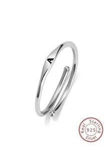 Nhẫn bạc Sterling trang trí chữ Cuff - Bạc - Xem 2