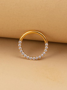 1Pc Funky Stainless Steel Cubic Zirconia Dekorasi Cincin Hidung untuk Wanita Pria untuk Dekorasi Tubuh - Yellow Gold - View 6