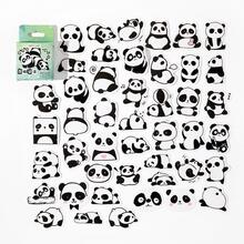 45 piezas Pegatina con estampado de panda de dibujos animados creativo multipropósito decorativo para agua teléfono móvil - Blanco y Negro - Ver 4